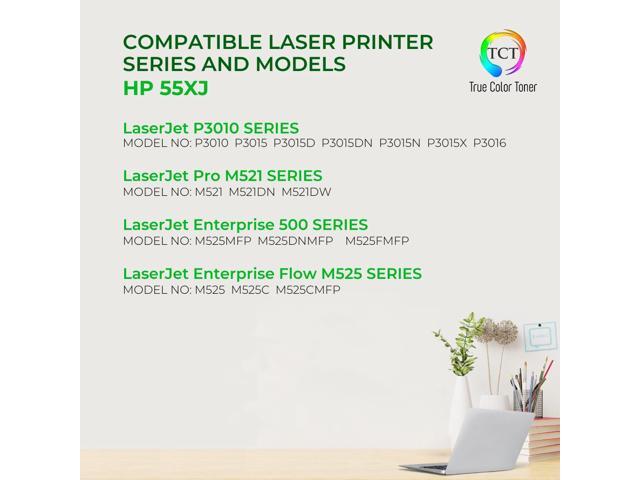 True Color Toner 55XJ Jumbo Toner Cartridge 2 Pack - Premium Compatible Replacement for HP 55XJ CE255XJ Black High Yield Jumbo Works With HP...