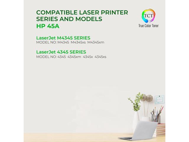 True Color Toner 45A Toner Cartridge 2 Pack - Premium Compatible Replacement for HP 45A Q5945A Black Works With HP LaserJet M4345XS M4345XM 4345...