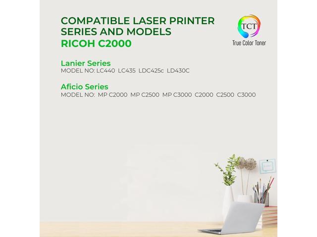 True Color Toner C2000 Black Toner Cartridge - Premium Compatible Replacement for Ricoh Aficio C2000 888636 Black Works With Ricoh Aficio MP C2000...