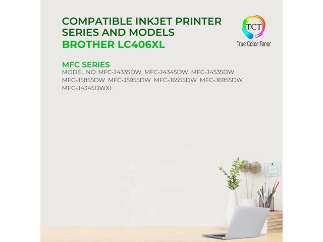 TCT LC406XL Ink Cartridge 5 Pack - Premium Compatible Replacement for Brother LC406XL High Yield Works With Brother MFC-J4335 J4345 J4535 J5855 J5955