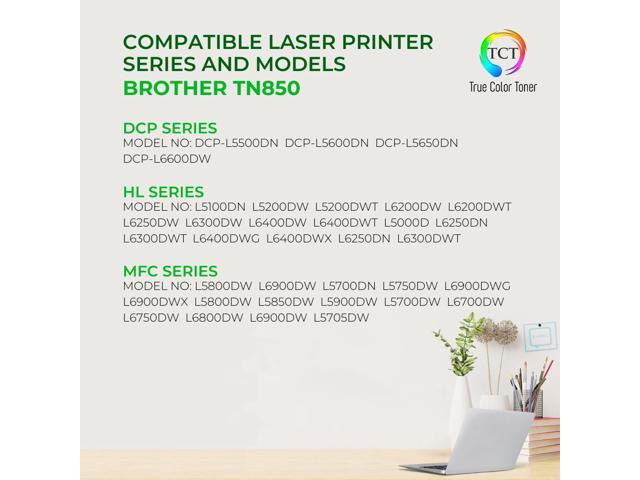 True Color Toner TN850 Toner Cartridge - Premium Compatible Replacement for Brother TN-850 Black High Yield Works With Brother DCP-L5500DN L5650DN...