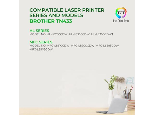 True Color Toner TN433 Toner Cartridge 5 Pack - Premium Compatible Replacement for Brother TN-433 TN433BK TN433C TN433M TN433Y High Yield Works...