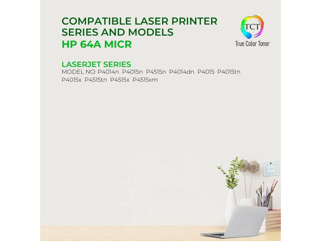 True Color Toner 64A MICR Toner Cartridge - Premium Compatible Replacement for HP 64A CC364A MICR Black Works With HP Laserjet P4014 P4014n P4014dn...