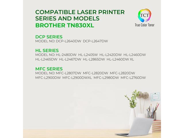 TCT TN830XL Toner Cartridge 4 Pack - Premium Compatible Replacement for Brother TN-830XL High Yield Works With Brother DCP-L2640DW HL-L2480DW...