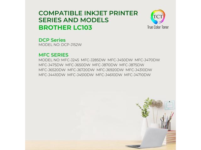 TCT LC103 Ink Cartridge 5 Pack - Premium Compatible Replacement for Brother LC103 LC103BK LC103C LC103M LC103Y Works With Brother MFC-J470DW J475DW...