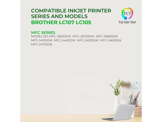 True Color Toner LC107 LC105 Ink Cartridge 4 Pack - Premium Compatible Replacement for Brother LC107 LC105 LC107BK LC105C LC105M LC105Y Works With...