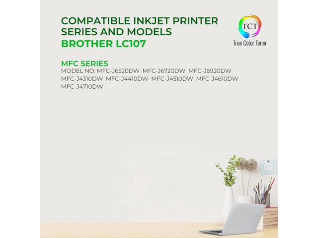 True Color Toner LC107 Black Ink Cartridge 2 Pack - Premium Compatible Replacement for Brother LC107 LC107BK Black Works With Brother MFC-J4310DW...