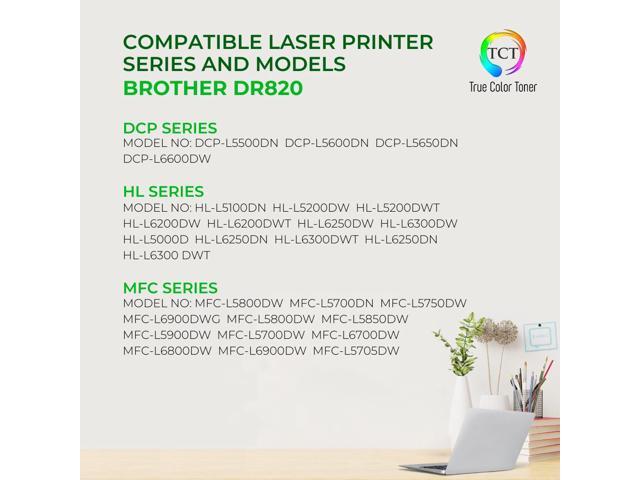 True Color Toner DR820 Drum Unit 2 Pack - Premium Compatible Replacement for Brother DR-820 Works With Brother DCP-L5500DN HL-L5000D L6200DWT...
