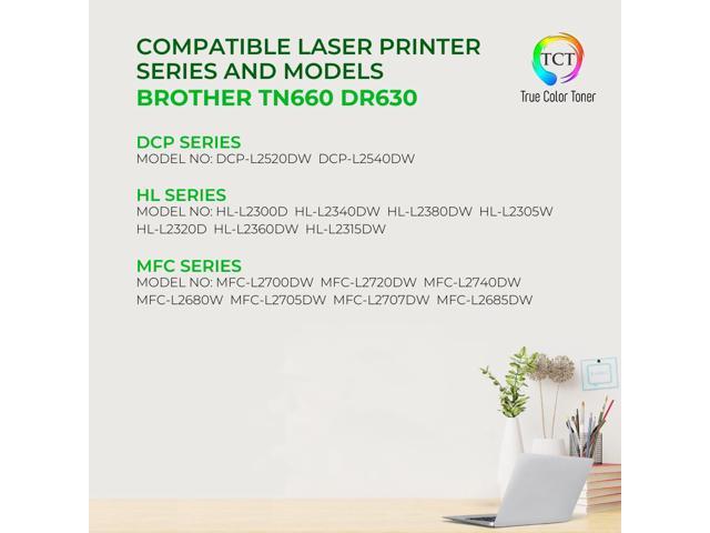 TCT TN660 Toner Cartridge 2 Pack and DR630 Drum Unit - Premium Compatible Replacements for Brother HL-L2340DW MFC-L2700DW DCP-L2520DW L2540DW