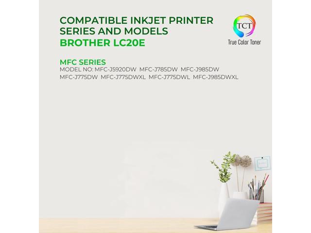 TCT LC20E Black Ink Cartridge 2 Pack - Premium Compatible Replacement for Brother LC20E LC20EBK Black Super High Yield Works With Brother...