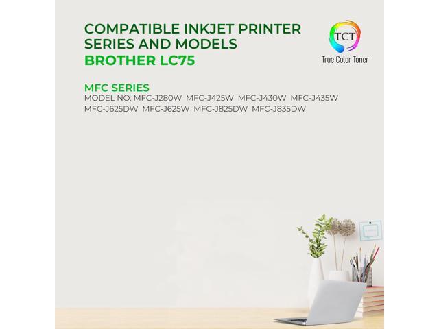 True Color Toner LC75 Ink Cartridge 5 Pack - Premium Compatible Replacement for Brother LC75BK LC75C LC75M LC75Y Works With Brother MFC-J430W...