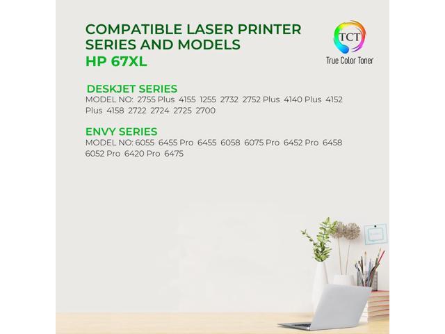 TCT 67XL Ink Cartridge 2 Pack - Premium Compatible Replacement for HP 67XL 3YM57AN 3YM58AN High Yield Works With HP Envy 6055 6052 6058 Envy Pro...