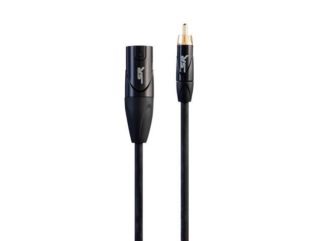 Monoprice XLR Male to RCA Male - 1 Feet - Black, Heavy Gauge 24AWG On Tour Cables, Gold Plated Connectors - Stage Right Series