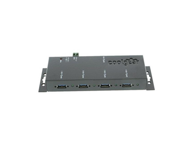 Coolgear USB 3.2 Gen 1 4-Port Industrial Hub Metal Case with Screw Lock Cable Option