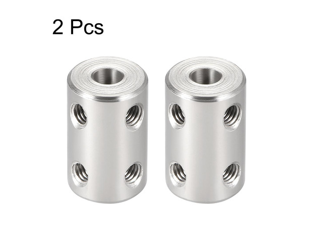 Shaft Coupling 5mm to 5mm Bore L22xD14 Robot Motor Wheel Rigid Coupler Connector Silver Tone 2 Pcs