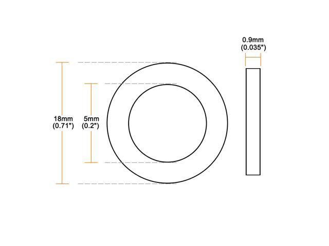 Nylon Flat Washers for M5 Screw Bolt 18mm OD 0.9mm Thick Clear 200PCS