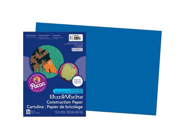 Pacon 7507 SunWorks Construction Paper Heavyweight 12 x 18 Bright Blue 50 Sheets