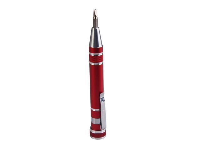 Portable Screwdriver Set 8 in 1 Aluminum Multi-Tool Phone Screw Driver Pen Set Tools Precision Phone Repair Tool Kit - Red
