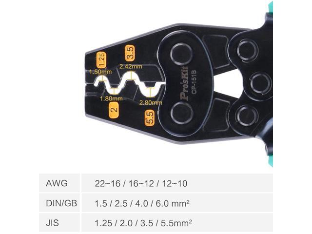 Pro'skit CP-151B Miniature Terminals Ratchet Line Pressing Pliers Tool Automatic Stripping Non-insulated Network Cable Pliers