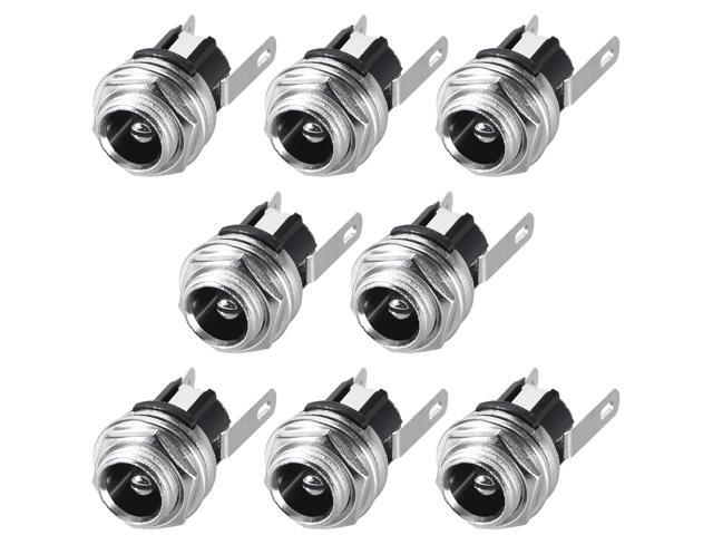PCB Mount DC Connector Audio Video Socket DC025M 3 Pin Female 5.5mm x 2.5mm Black 8Pcs