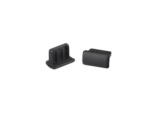 Silicone Mini USB Anti-Dust Stopper Cap Cover Black 10pcs