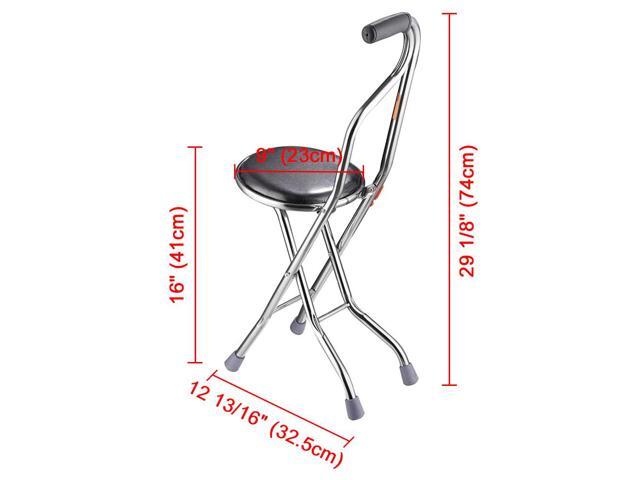 Medical Folding Walking Stick Seat Four Legged Portable Travel Hiking Cane Chair Stool