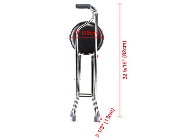 Medical Folding Walking Stick Seat Four Legged Portable Travel Hiking Cane Chair Stool
