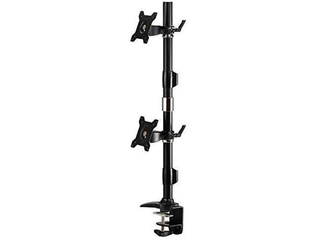 Amer Mounts Clamp Based Vertical Dual Monitor Mount For Two 15'-24' Lcd/Led Flat Panels