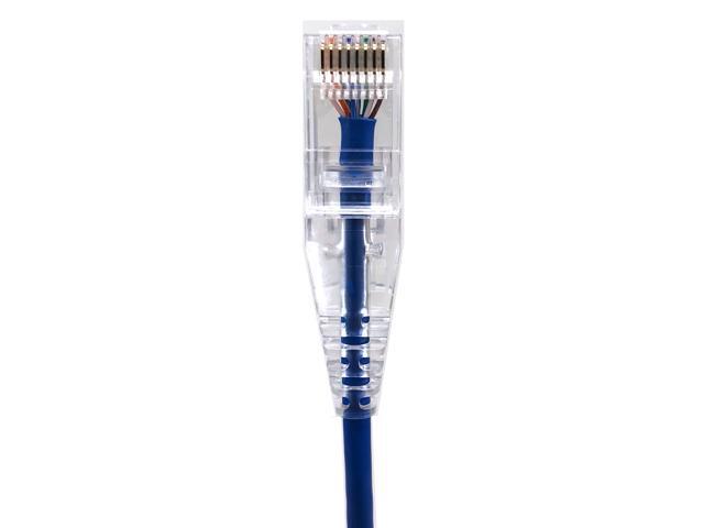 Micro Connectors 50 Feet Cat6A Ultra Slim 10Gbps Patch 28AWG Cable-Blue (E09-050BL-SLIM)