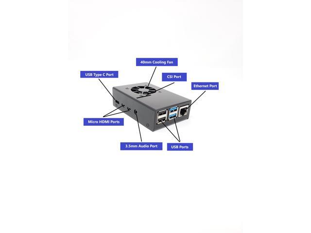 MICRO CONNECTORS Aluminum Raspberry Pi 4 Model B Case with Fan