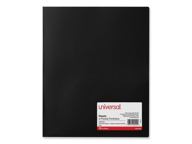 Universal Two-Pocket Plastic Folders 11 x 8 1/2 Black 10/Pack 20540