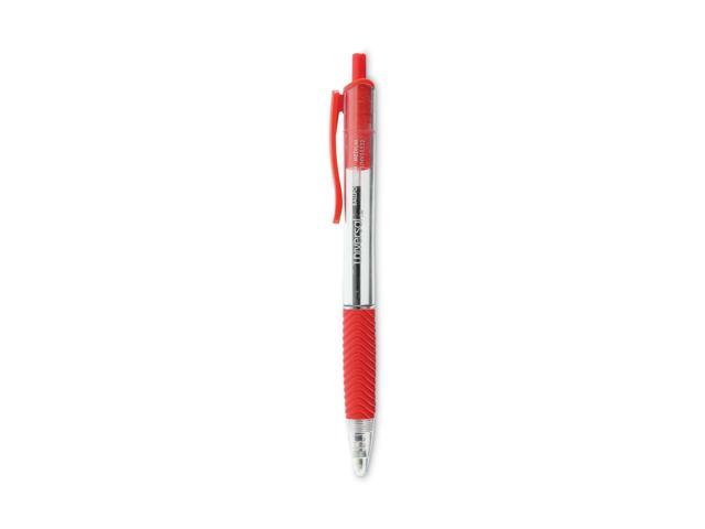 UNIVERSAL Economy Retractable Ballpoint Pen Red Ink Clear 1mm Dozen 15532