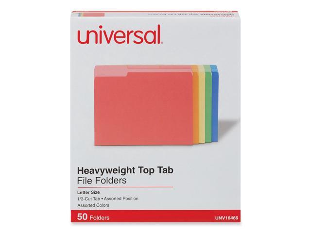 UNIVERSAL Heavyweight File Folders 1/3 Cut One-Ply Top Tab Letter Assorted 50/Pack 16466
