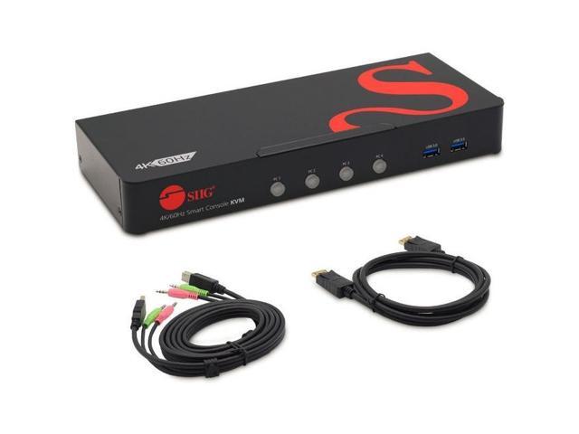 SIIG CE-DP0G11-S1 4-Port DisplayPort 1.2 4K 60Hz KVM Switch with USB 3.0