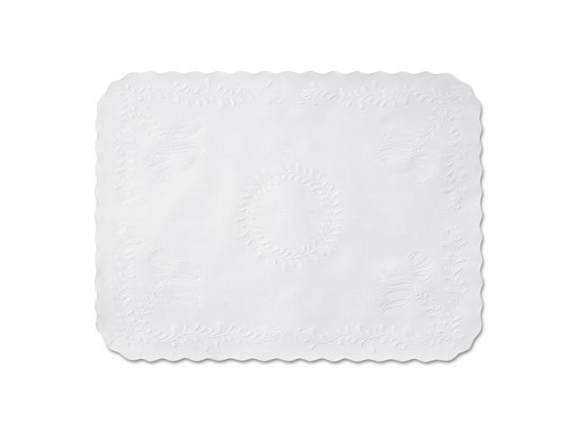Hoffmaster TC8704472 Anniversary Embossed Scalloped Edge Tray Mat, 14 x 19, White, 1000/Carton