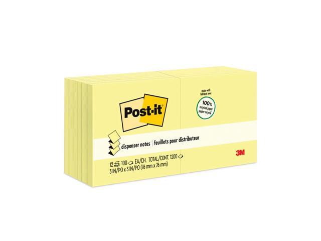 Recycled Pop-up Notes 3 x 3 Canary Yellow 100-Sheet 12/Pack