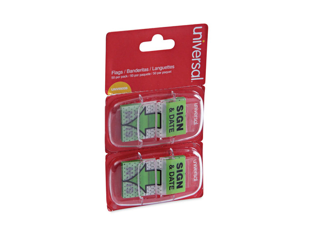 Universal Deluxe Message Arrow Flags 'Sign and Date' Green 100/Pack 99008