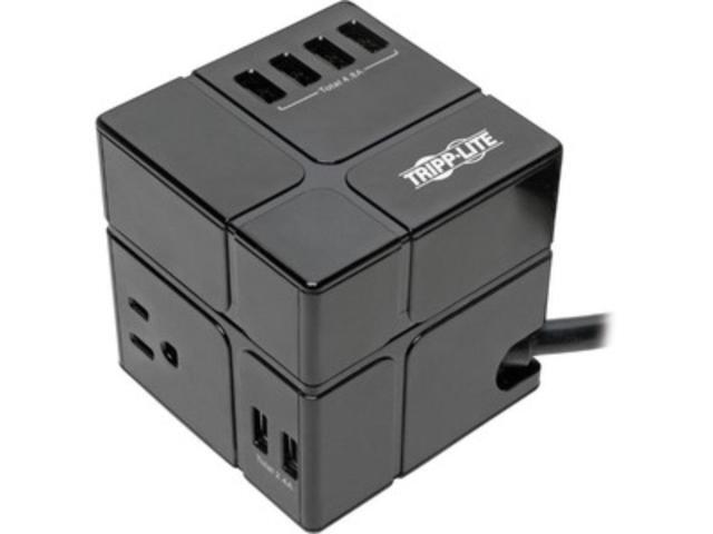 Tripp Lite Surge Protector 3 Outlet 6 USB-A Power Cube Black TLP366CUBEUSBB