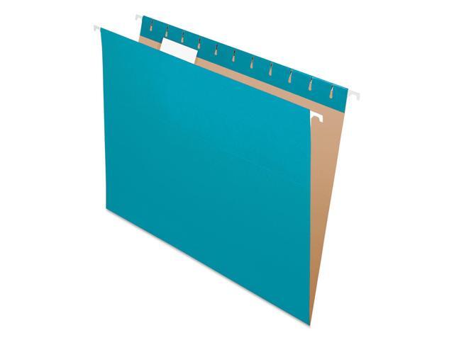 Pendaflex Essentials Colored Hanging Folders 1/5 Tab Letter Teal 25/Box 81614