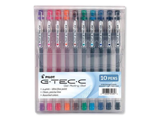 Pilot G-TEC-C Ultra Gel Ink Stick Pen Assorted Ink .4mm 10/Pack 35484