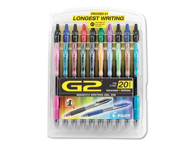 Pilot G2 Premium Retractable Gel Ink Pen Assorted Ink .7mm 20/Set 31294