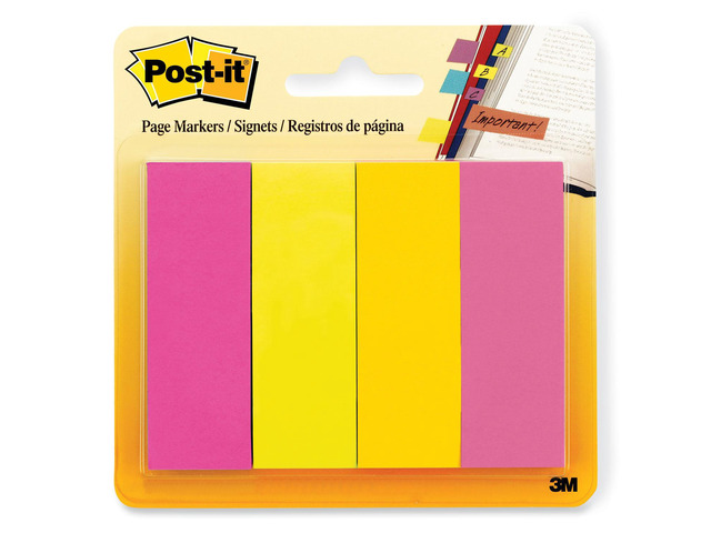 Post-it Page Flag Markers Assorted Brights 50 Strips/Pad 4 Pads/Pack