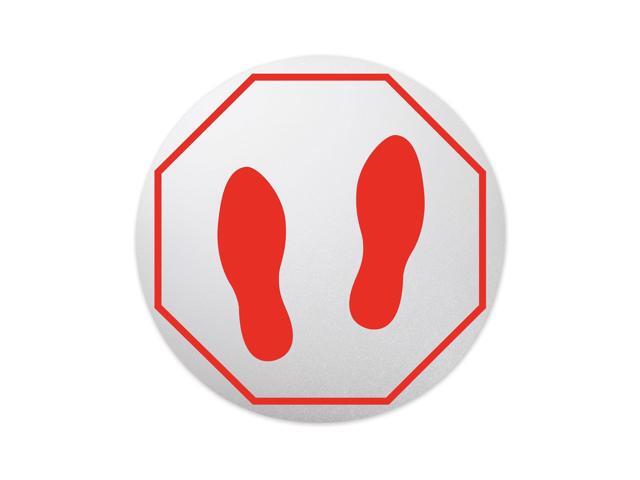 deflecto Personal Spacing Discs, Feet, 20 dia, Clear/Red PSDD20FPSS6