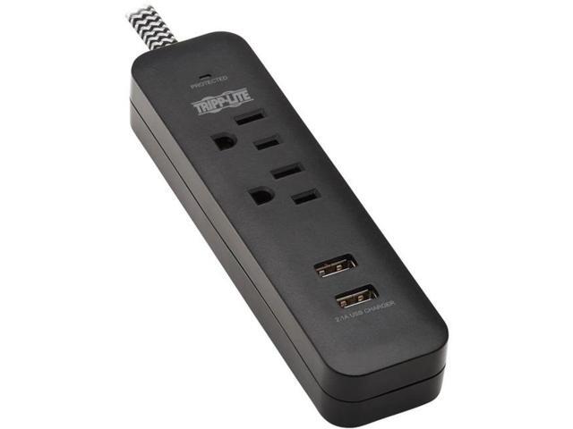 Tripp Lite Surge Protector Power Strip 2-Outlet 2 USB Ports 2.1A TLP206USB