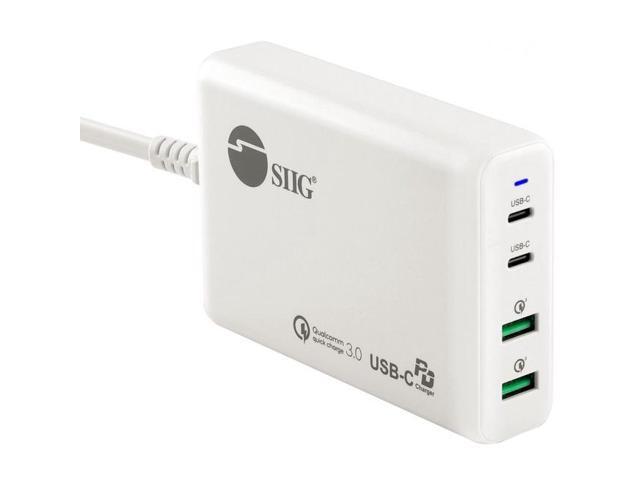 SIIG AC ACPW1P11S1 100W Dual USBC PD30 PPS QC 30 Combo Power Charger WH