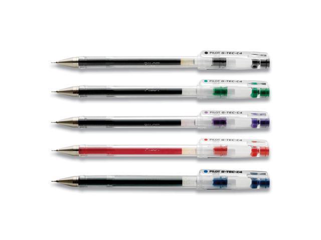 Pilot G-Tec-C4 Gel Rolling Ball Pen, Ultra Fine Point 0.4 mm, Assorted, 5/Pack