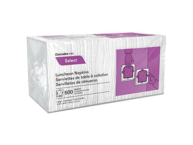 Cascades N020 North River Luncheon Napkins, 1 Ply, 11 1/4 X 12 1/2, White, 500/Pk, 6000/Crtn
