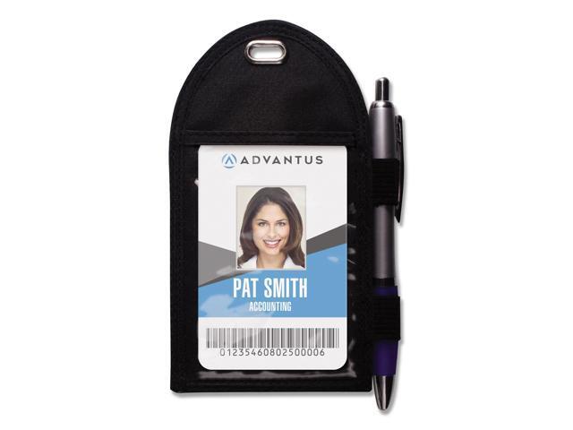 Advantus Vertical Badge Holder - Vertical - Metal - 12 / Box - Black