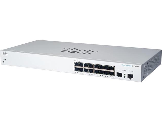 Cisco Business CBS220-16P-2G Smart Switch 16 Port GE PoE 2x1G SFP 3-Year Limited Hardware Warranty (CBS220-16P-2G-NA)