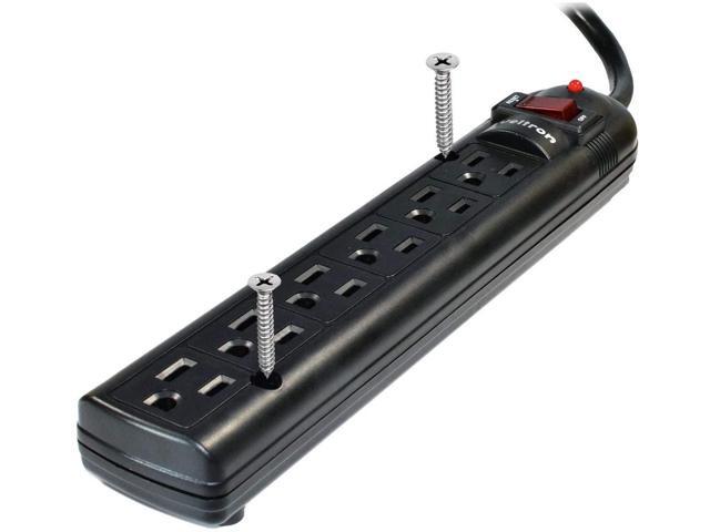 Weltron 6 Outlet Black Plastic Surge Protector w/ 20ft Cord